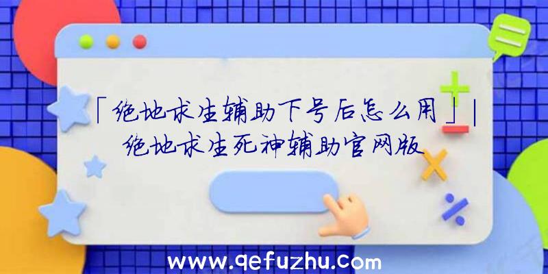 「绝地求生辅助下号后怎么用」|绝地求生死神辅助官网版